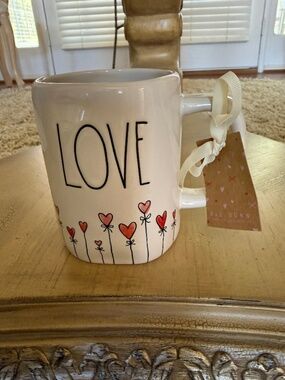 Rae Dunn LOVE Hearts Coffee Mug 18 Ounce Farmhouse NWT